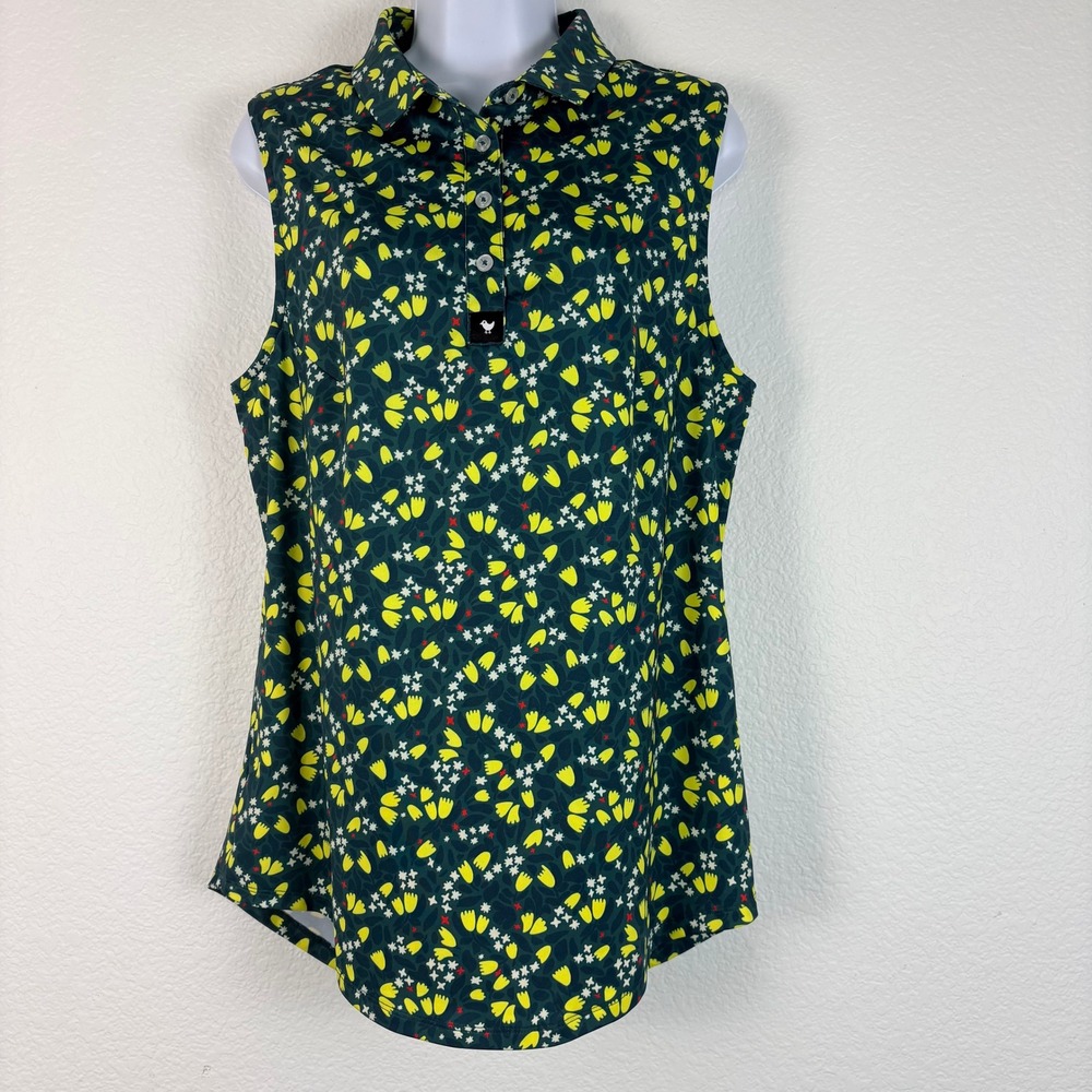 Bad Birdie Womens Augusta Time Masters Sleeveless Golf Polo Top Sz XL New